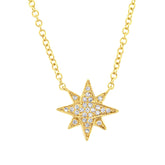 0.06ct 14k Yellow Gold Diamond Star Pendant